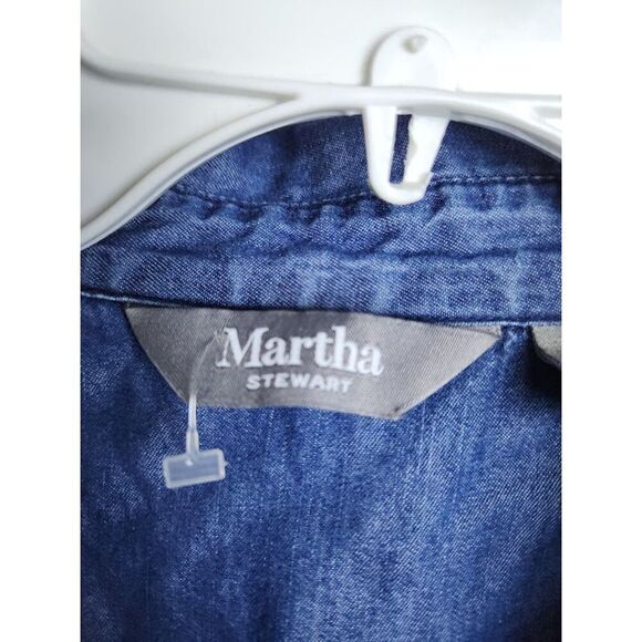 Martha Stewart Women Blue Chambray Button Down 3/4 Sleeves Blouse size Large - Picture 3 of 7